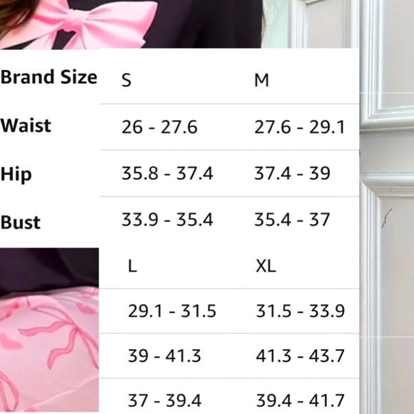 Coquette Pink & Black Bowknot‎ Print Comfy Pajamas Pj’s Long Sleeve Lounge Set - Picture 8 of 8